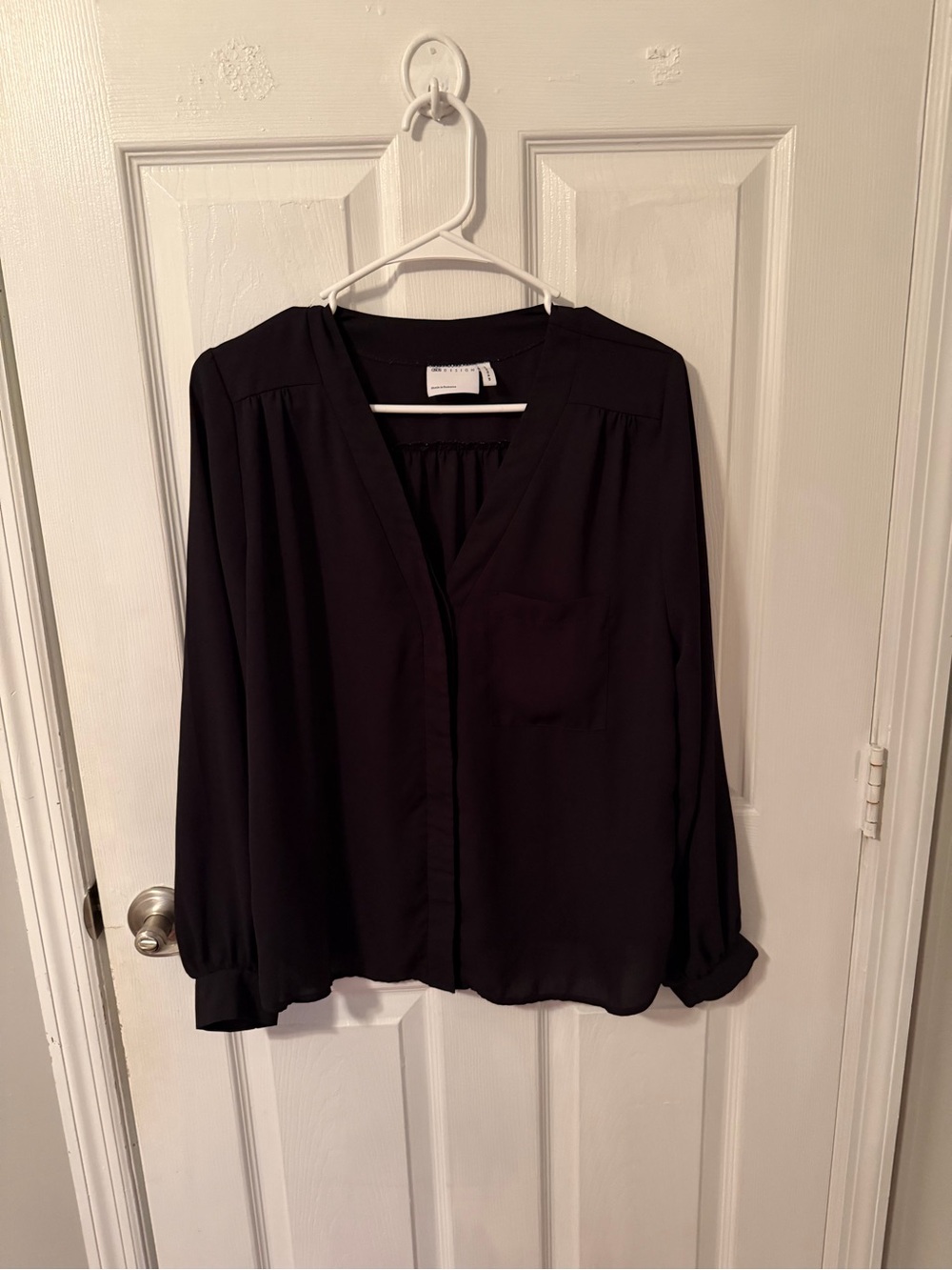 ASOS Black V-Neck Long Sleeve Blouse